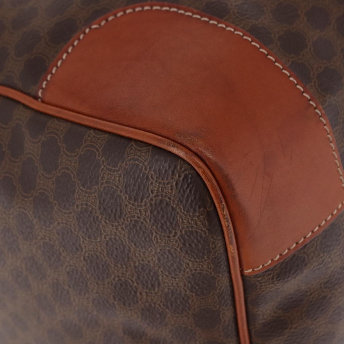 Celine Vintage Duffle Macadam Coated Canvas Brown Canvas Handbag (Pre-Owned)