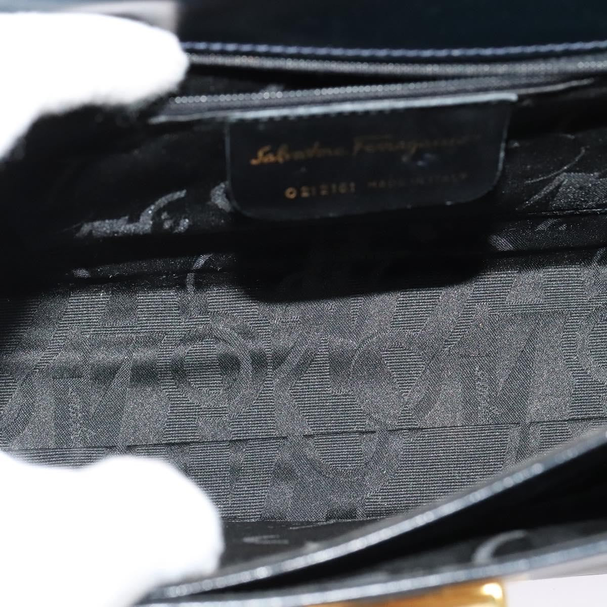 Salvatore Ferragamo Gancini Convertible Top Handle Leather Black Leather Handbag (Pre-Owned)