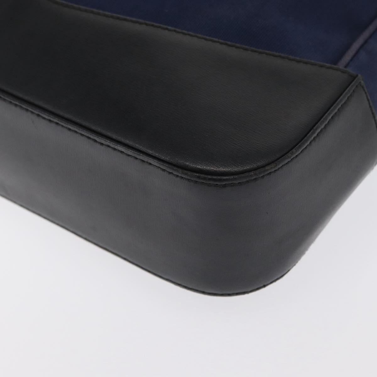 Salvatore Ferragamo Cut Out Canvas And Leather Navy Canvas Shoulder Bag Bag (Pre-Owned)