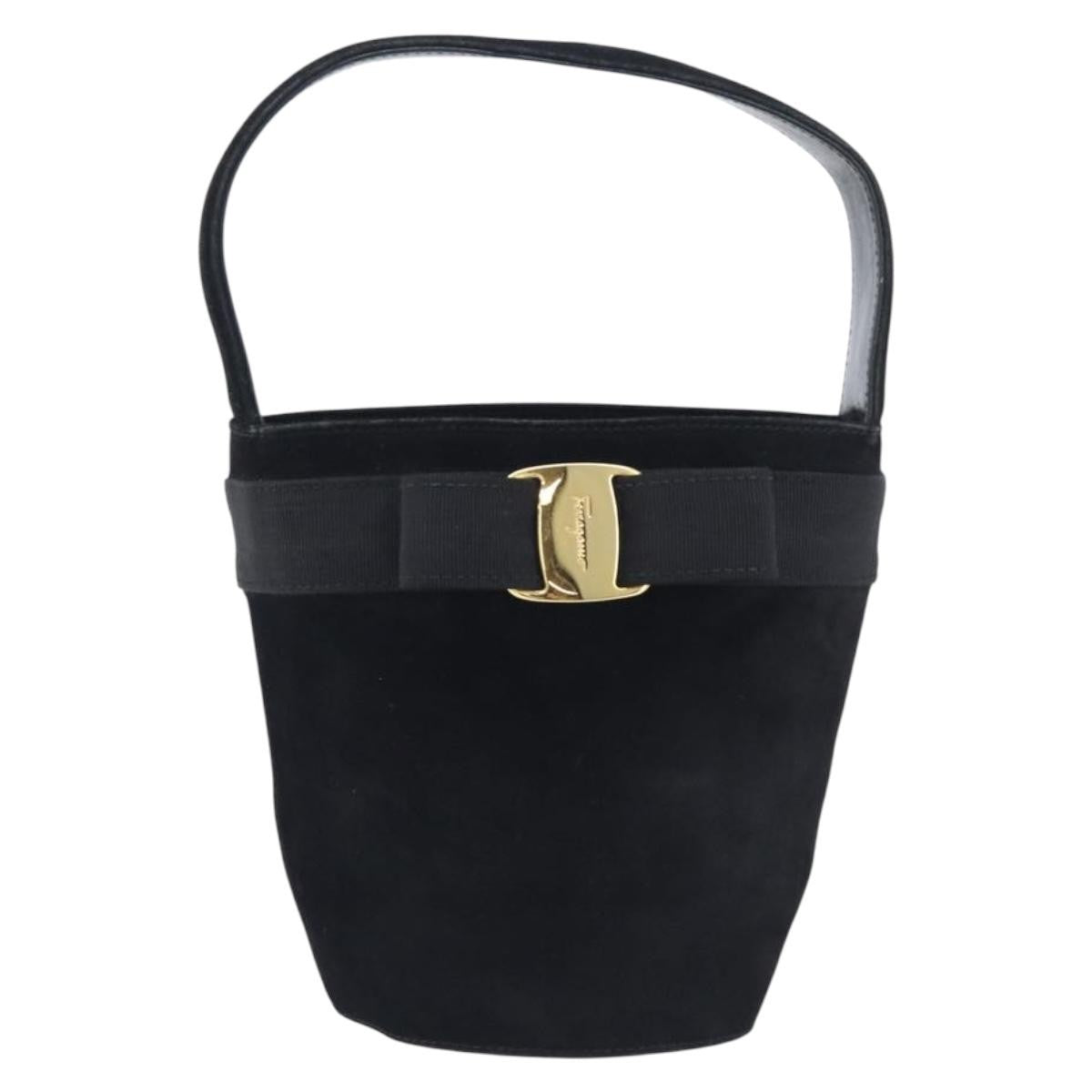 Salvatore Ferragamo Vala Suede Black Suede Shoulder Bag Bag (Pre-Owned)