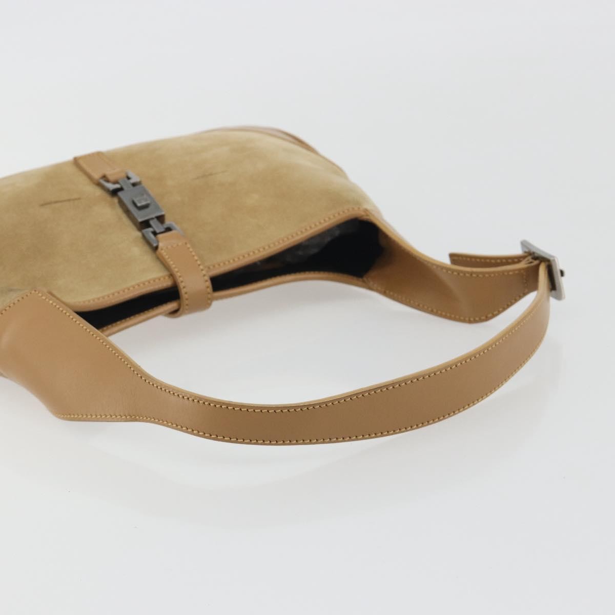 Gucci Web Jackie O Hobo Suede Beige Suede Shoulder Bag Bag (Pre-Owned)