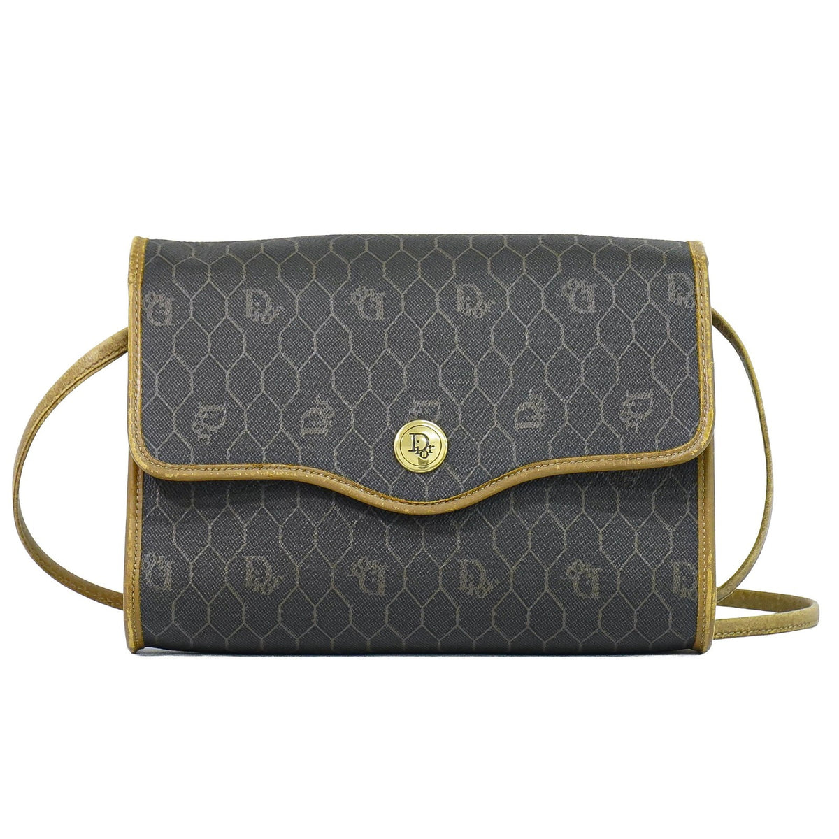 Christian Dior Vintage Honeycomb Canvas Black Canvas Shoulder Bag Bag (Pre-Owned)
