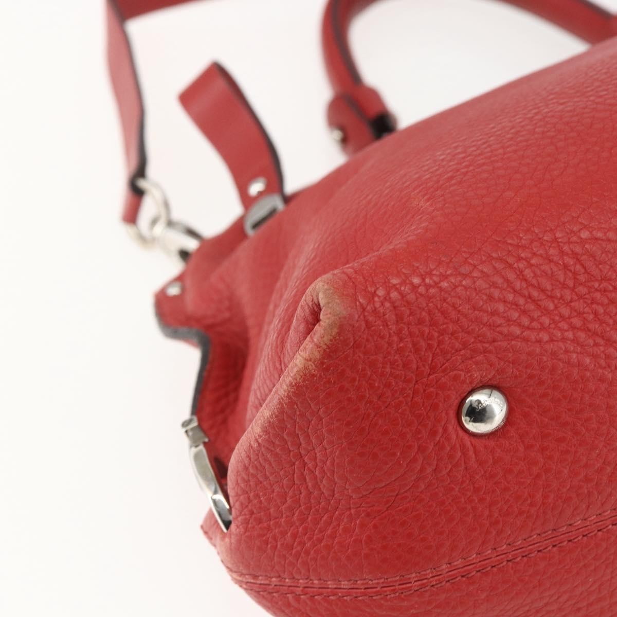Salvatore Ferragamo Sofia Satchel Grainy Leather Red Leather Handbag (Pre-Owned)