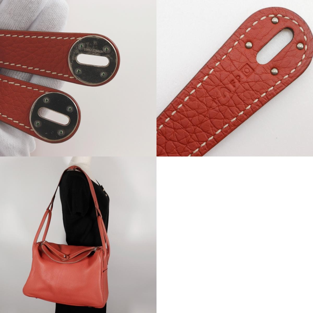 Hermes Lindy Togo Orange Leather Shoulder Bag Bag (Pre-Owned)