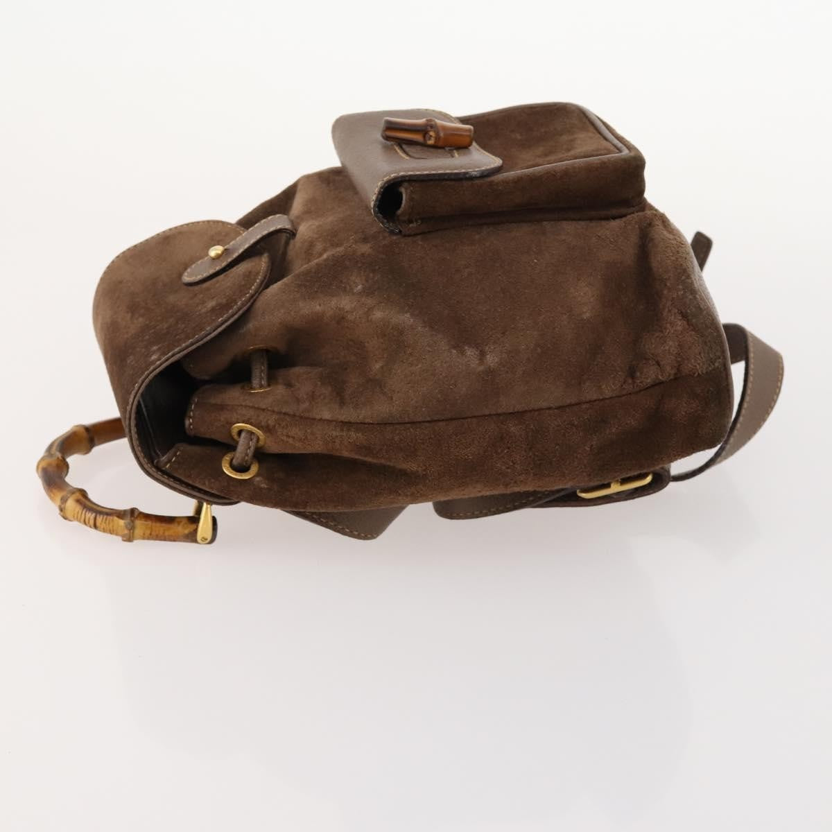 Gucci Gucci Bamboo Daim Brown Suede Backpack Bag (Pre-Owned)