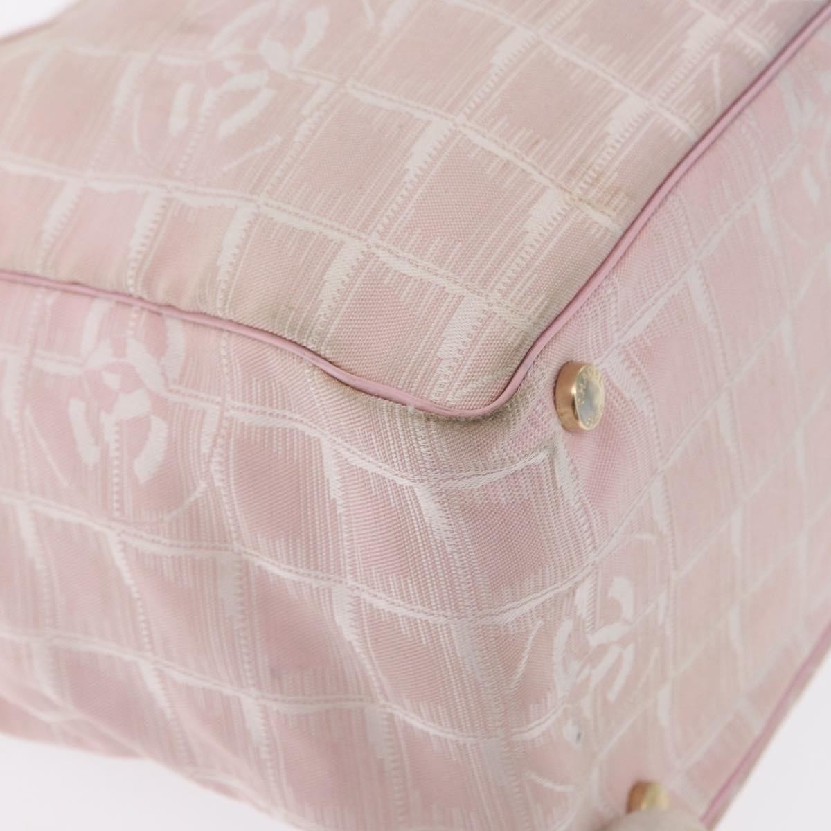 Chanel Travel Line Tote Nylon Pink Nylon Tote Bag Bag (Pre-Owned)