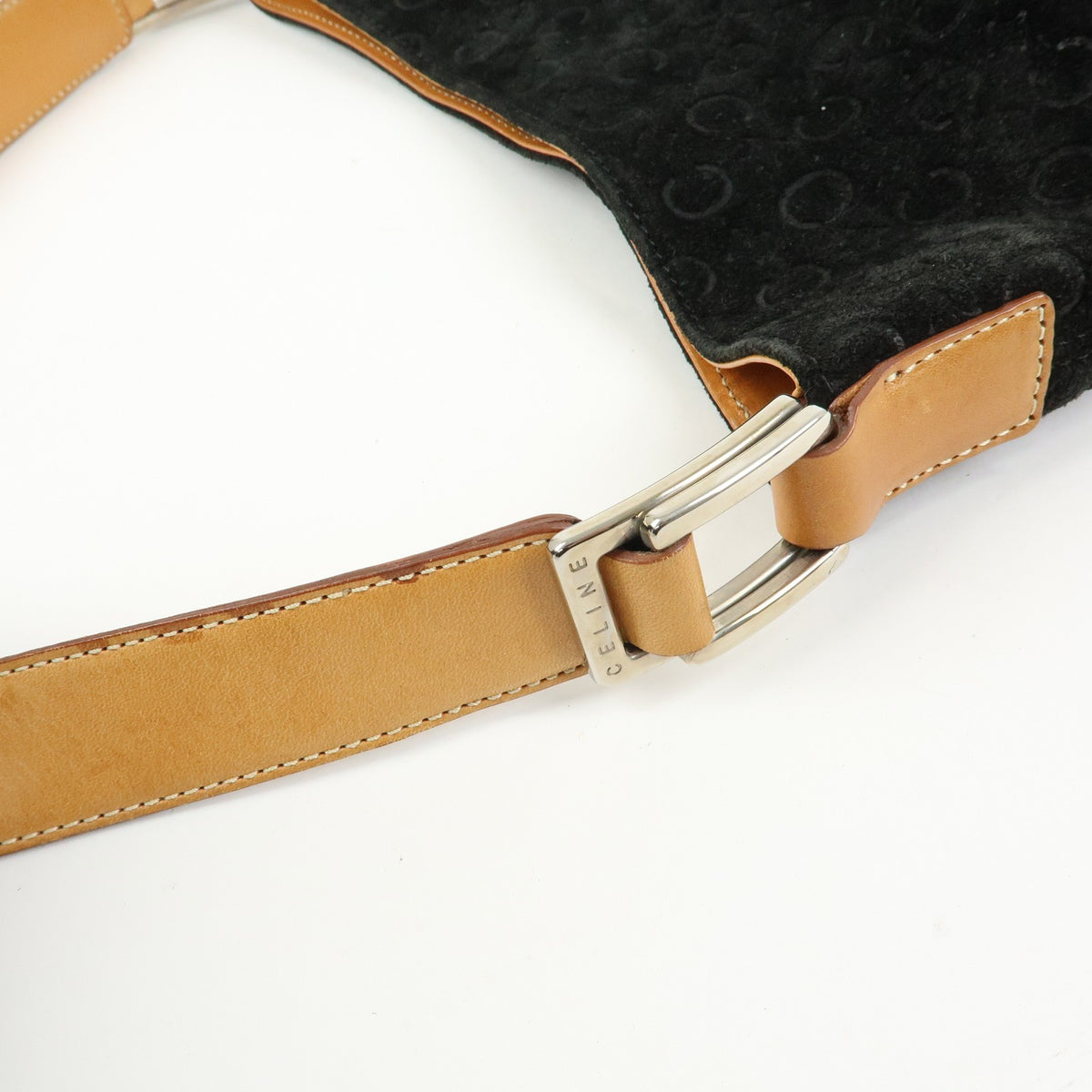 Celine C Macadam Shoulder Suede Black Suede Handbag (Pre-Owned)