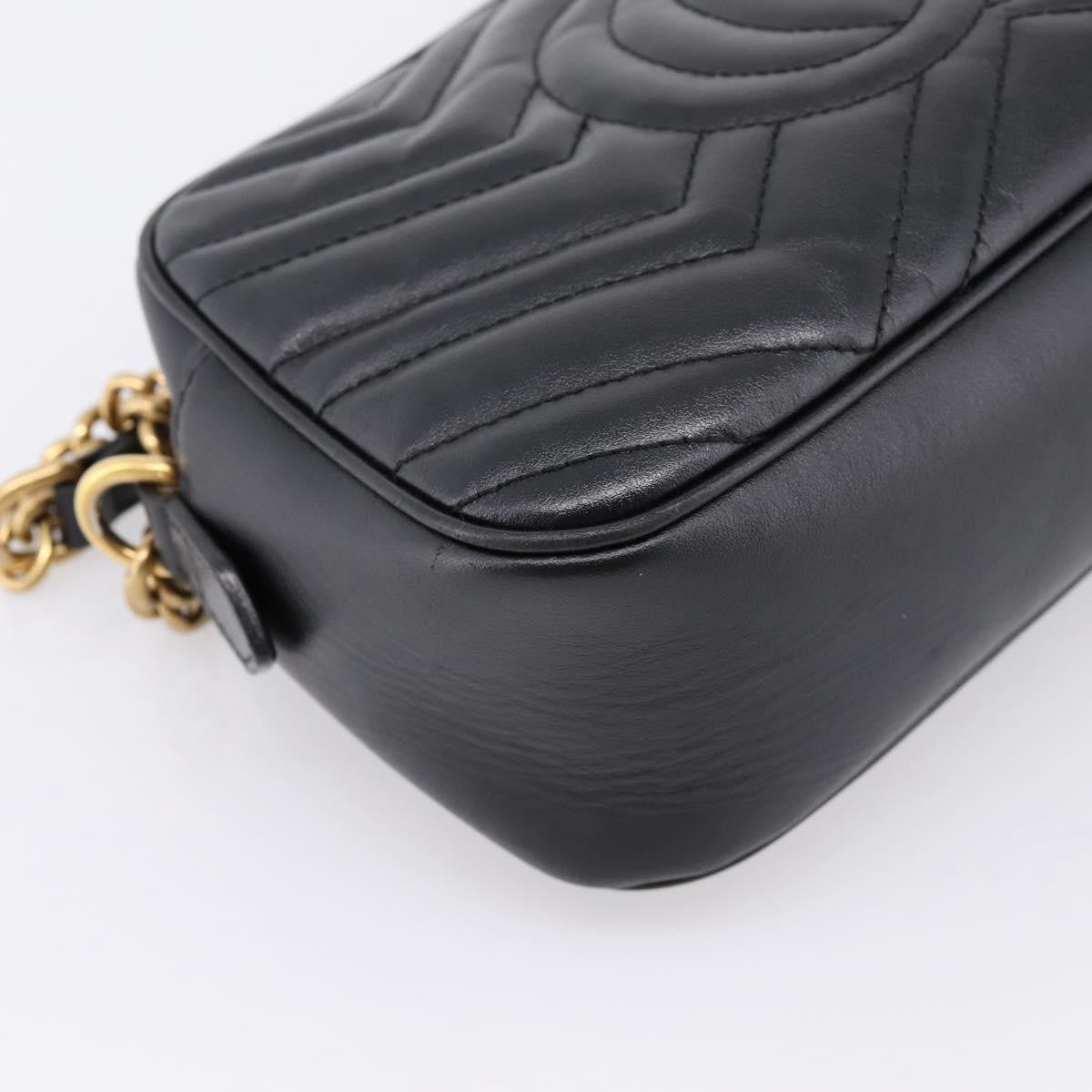 Gucci Gg Marmont Monochrome Matelasse Leather Black Leather Shoulder Bag Bag (Pre-Owned)