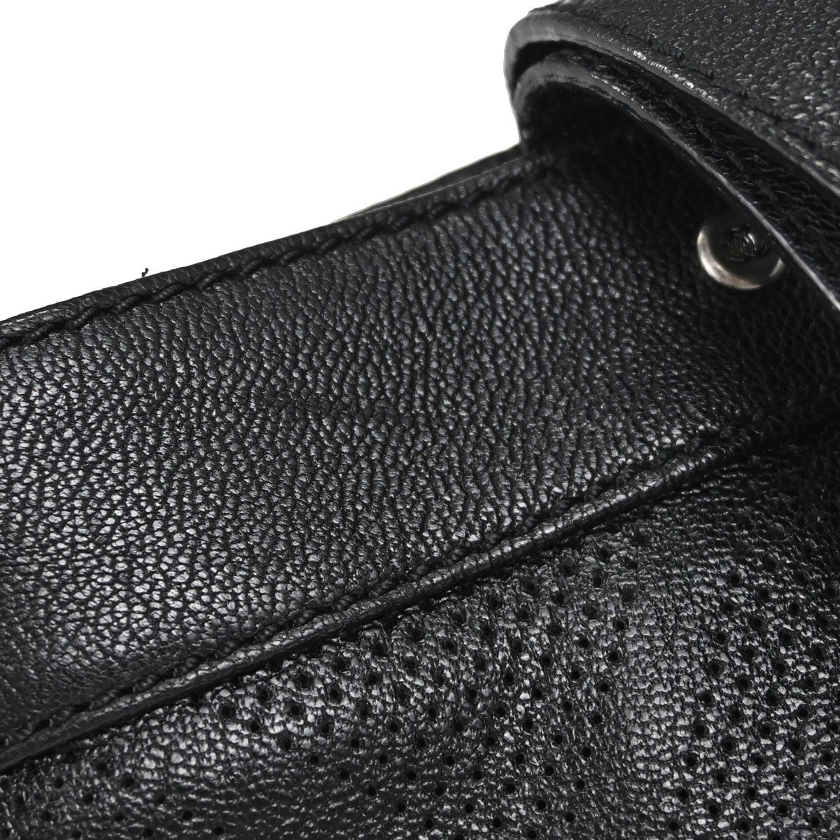 Chanel Cc Tote Perforated Leather Black Leather Tote Bag Bag (Pre-Owned)