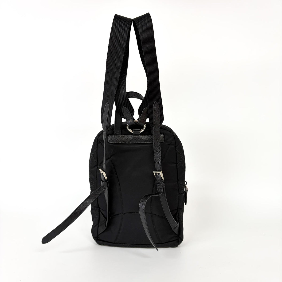 Prada Zip Sling Re-Nylon Black Nylon Backpack Bag (Pre-Owned)