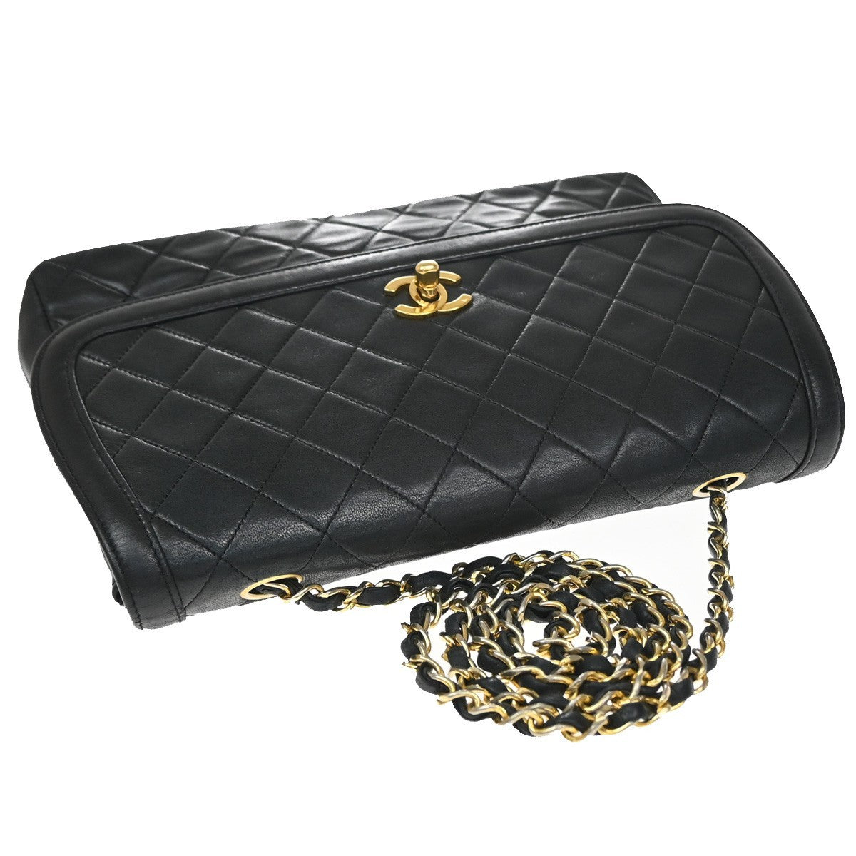 Chanel Chanel Matelassé Cuir Noir Black Leather Black Leather Shoulder Bag Bag (Pre-Owned)