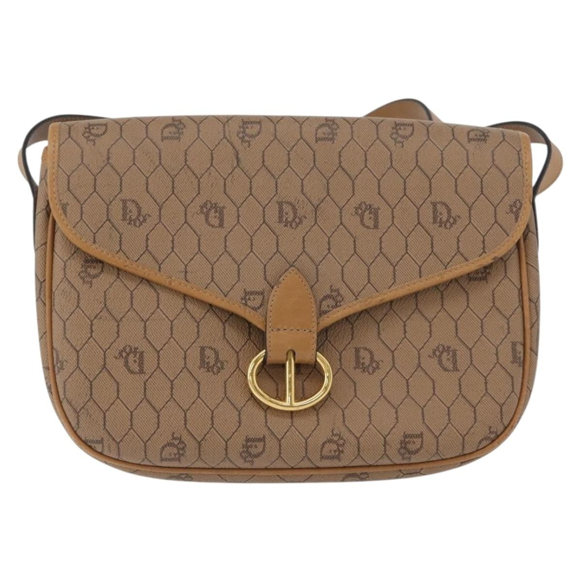 Christian Dior Vintage Honeycomb Canvas And Leather Beige Canvas Shoulder Bag Bag (Pre-Owned)