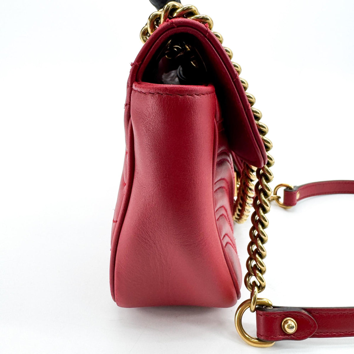Gucci Gg Marmont Flap Matelasse Leather Gold Leather Shoulder Bag Bag (Pre-Owned)