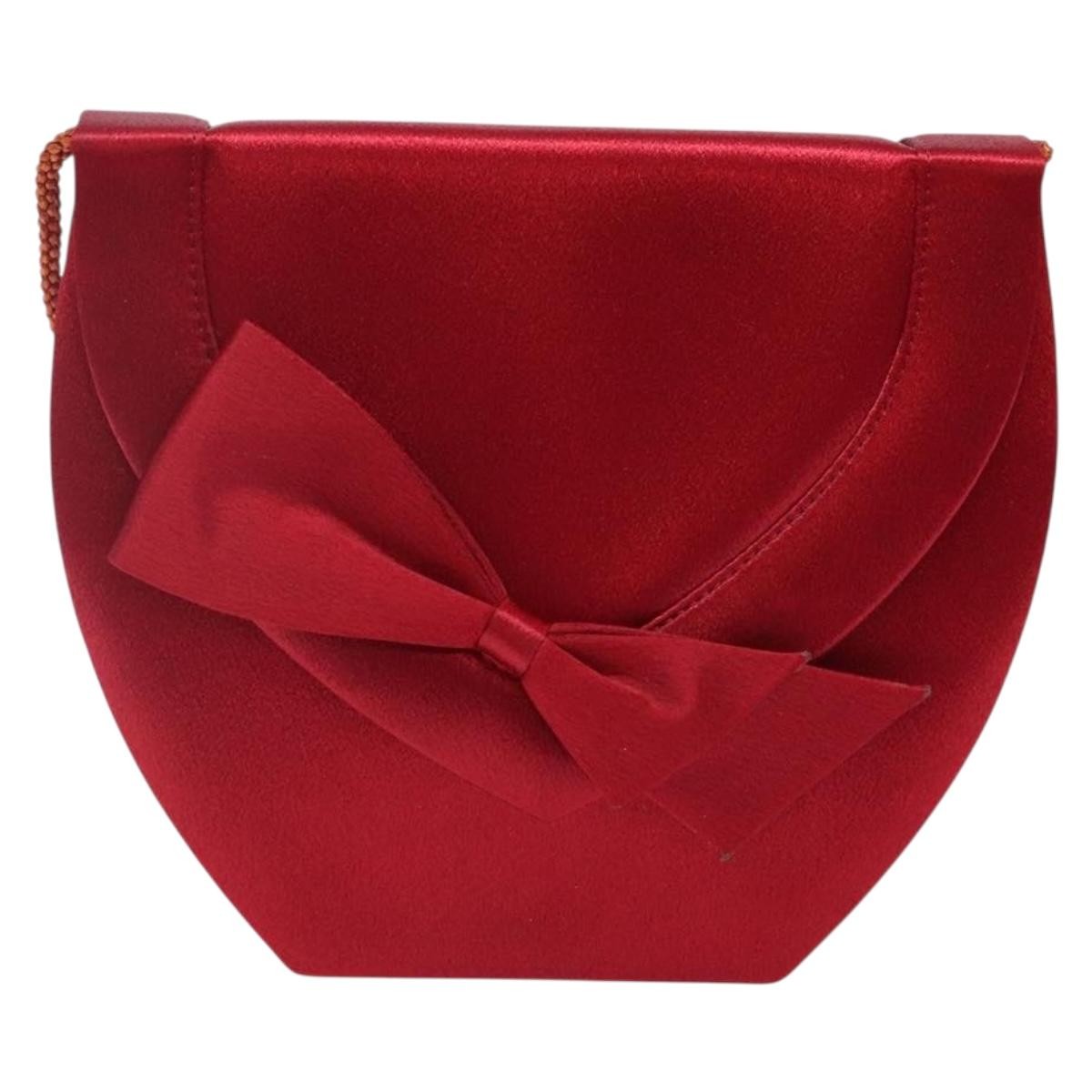 Saint Laurent Vintage Flap Silk Red Satin Clutche & Pouche Bag (Pre-Owned)