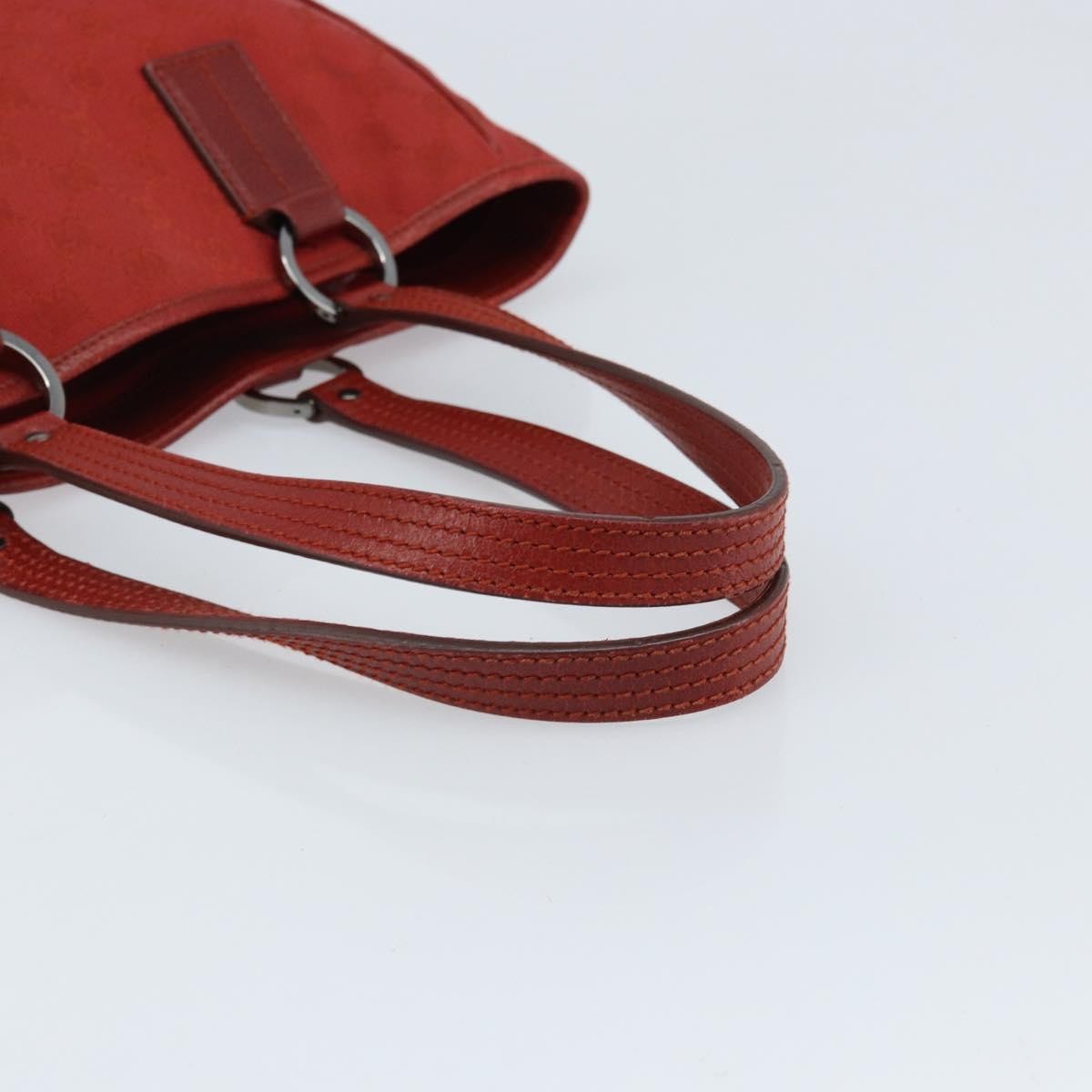 Gucci Vintage Open Tote Gg Canvas And Leather Red Canvas Tote Bag Bag (Pre-Owned)