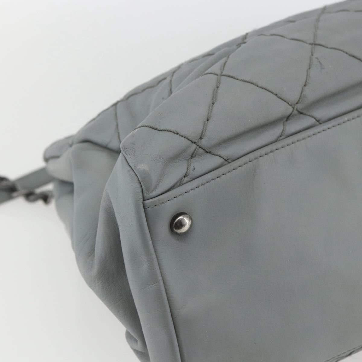 Chanel Just Mademoiselle Quilted Leather Gray Leather Shoulder Bag Bag (Pre-Owned)