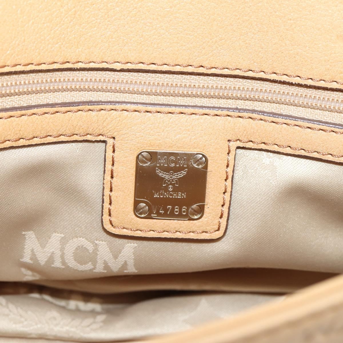 MCM Visetos Leather Beige Leather Shoulder Bag Bag (Pre-Owned)