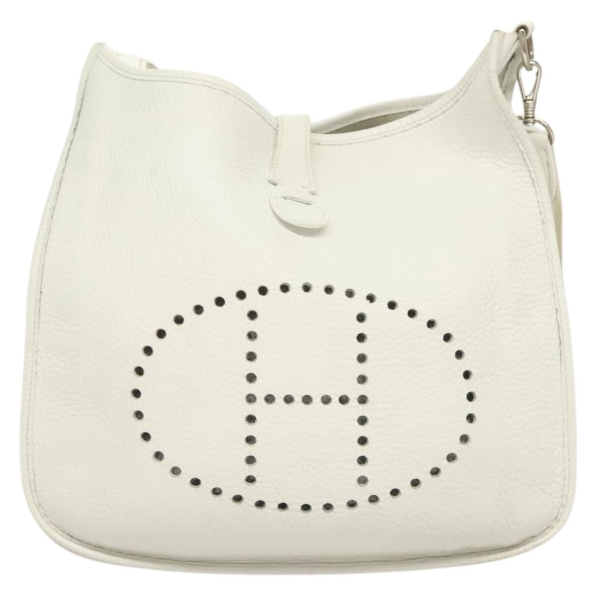 Hermes Evelyne Bag Gen I Togo White Leather Handbag (Pre-Owned)