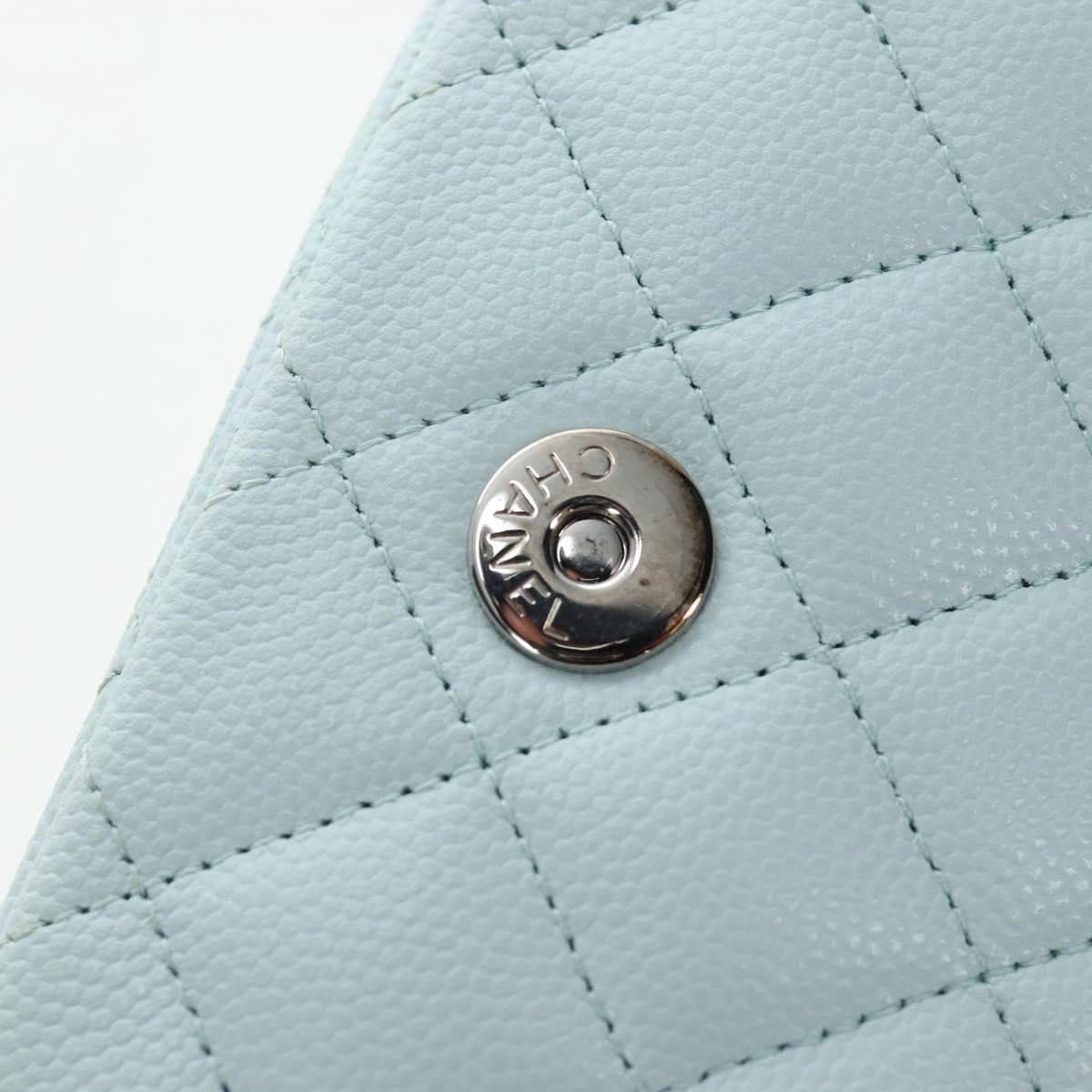 Chanel Classic Sunglasses Case With Chain Quilted Caviar Blue Calfskin Clutche & Pouche Bag (Pre-Owned)