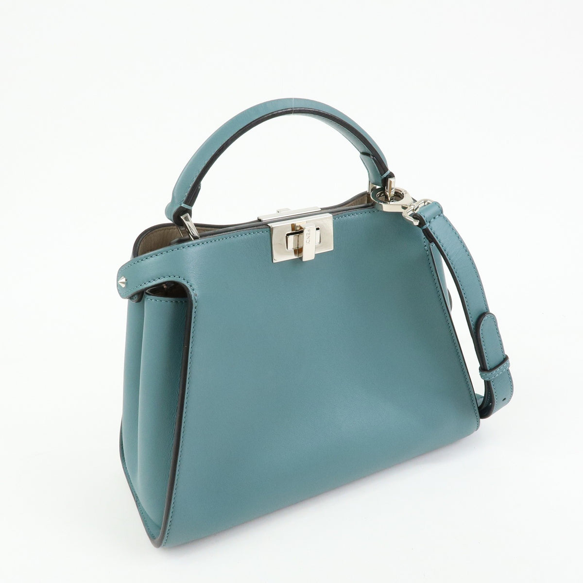 Fendi Peekaboo Essentially Leather Blue Leather Handbag (Pre-Owned)