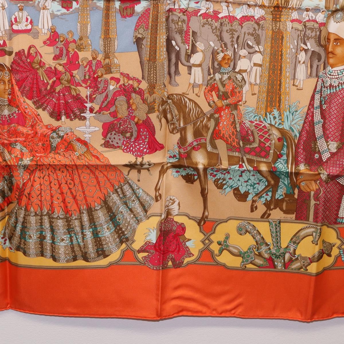 Hermes Carré 90 Silk Multicolor Orange Silk Scarve & Shawl Accessory (Pre-Owned)