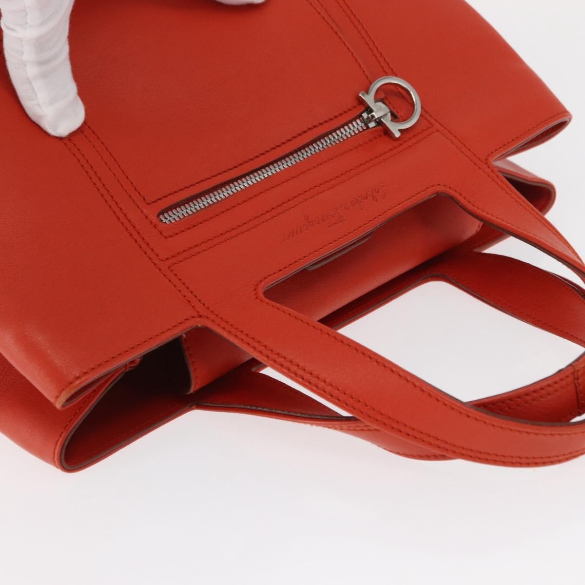 Salvatore Ferragamo Gancini Leather Orange Leather Handbag (Pre-Owned)