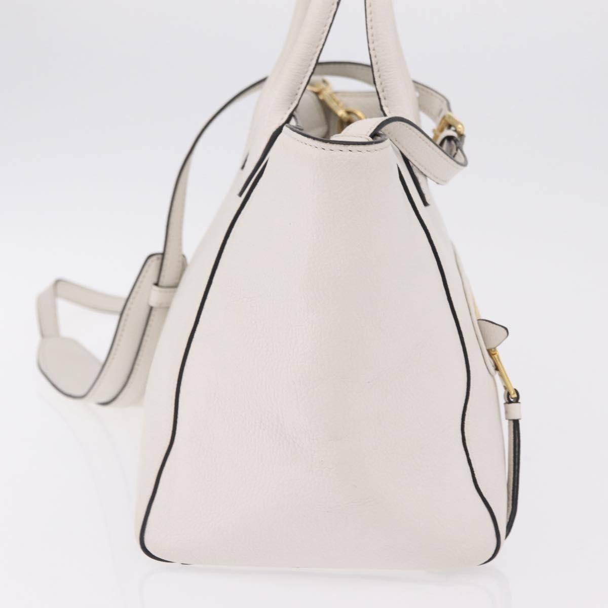 Miu Miu Madras Front Zip Leather White Leather Tote Bag Bag (Pre-Owned)