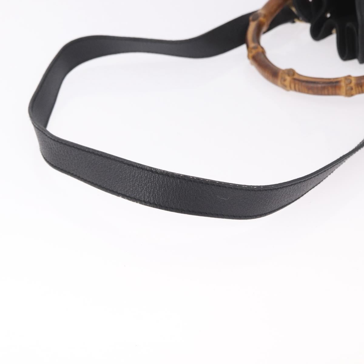 Gucci Vintage Bamboo Bucket Suede And Leather Black Suede Handbag (Pre-Owned)