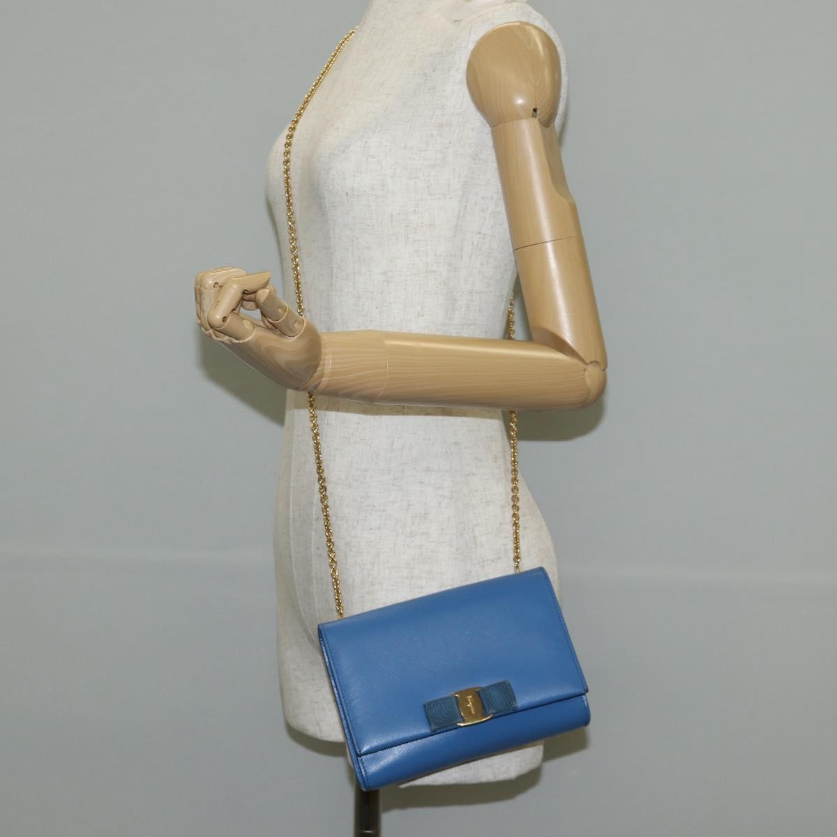 Salvatore Ferragamo Ginny Leather Blue Leather Shoulder Bag Bag (Pre-Owned)