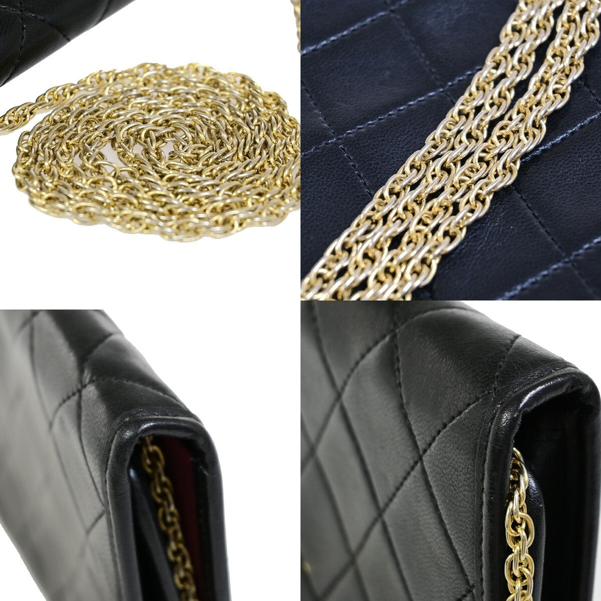 Chanel Vintage Round Flap Quilted Lambskin Black Leather Bag (Pre-Owned)