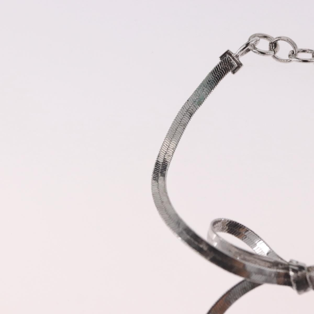 Christian Dior Vintage Ribbon Bow Snake Chain Metal Silver Metal Bracelet Jewelry (Pre-Owned)