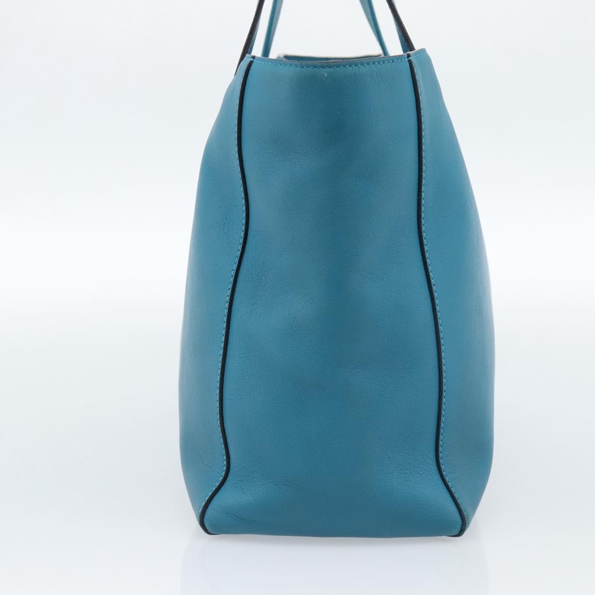 Loewe Anagram Leather Blue Leather Tote Bag Bag (Pre-Owned)