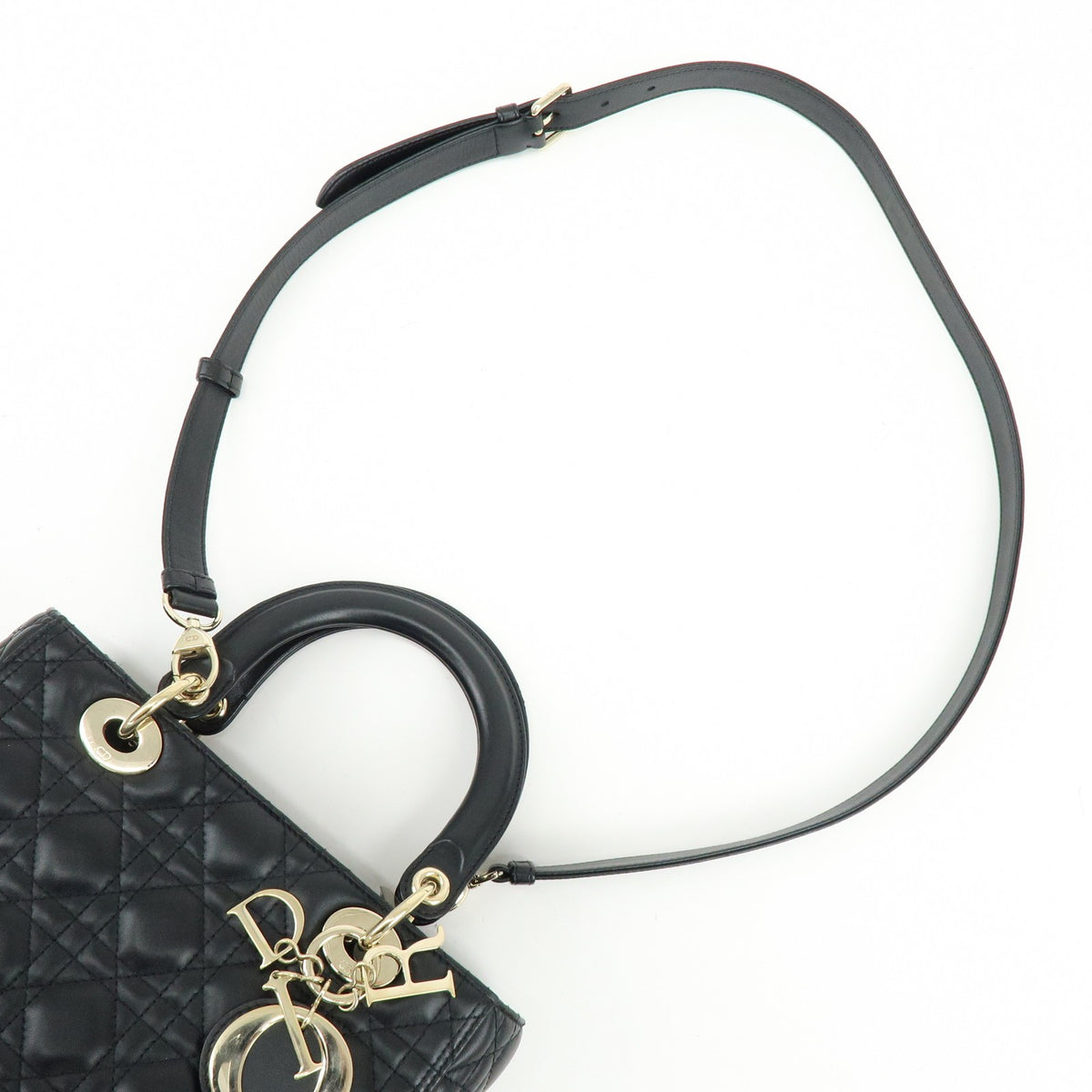Christian Dior Lady Dior Black Leather Handbag (Pre-Owned)