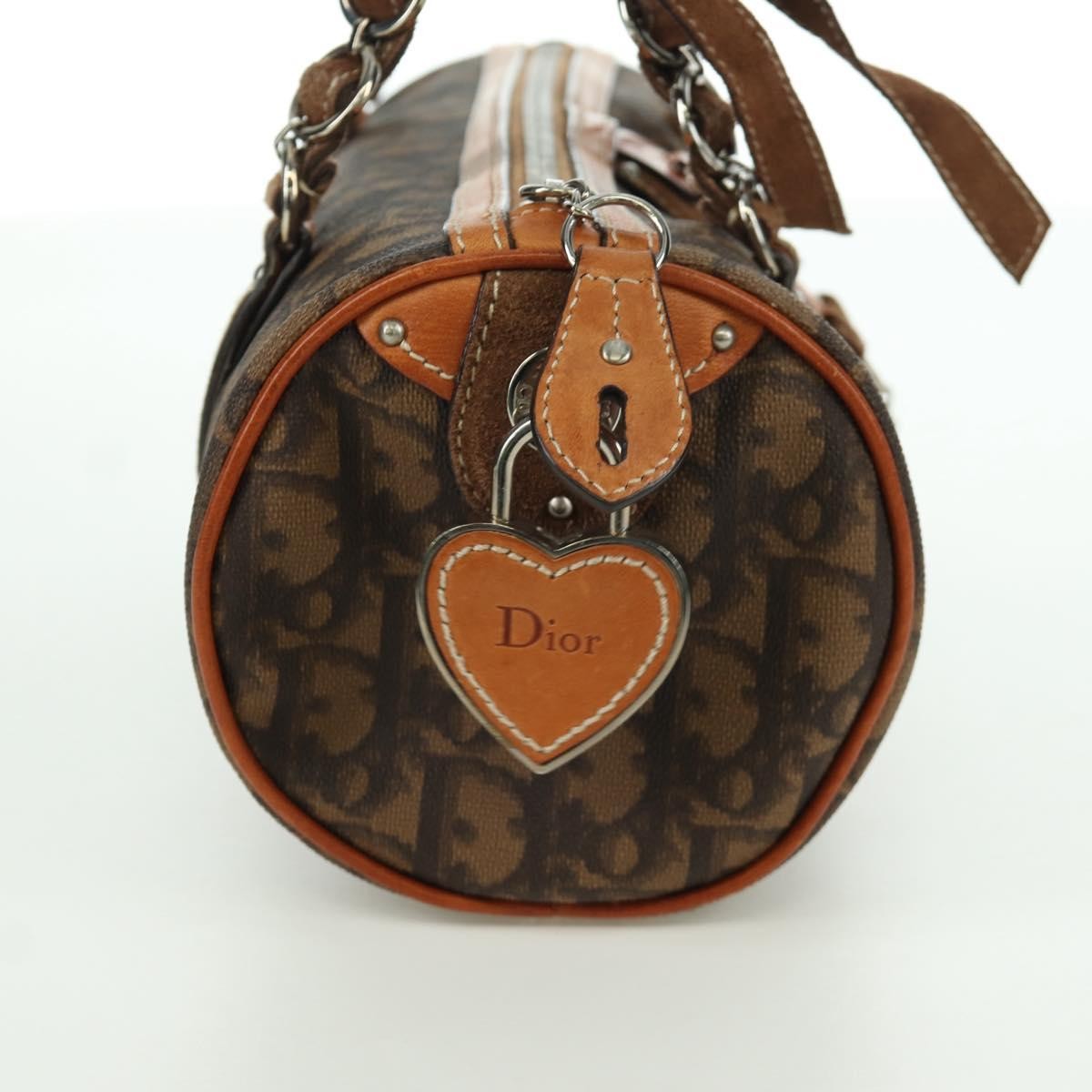 Christian Dior Vintage Trotter Romantique Boston Diorissimo Coated Canvas Brown Canvas Handbag (Pre-Owned)
