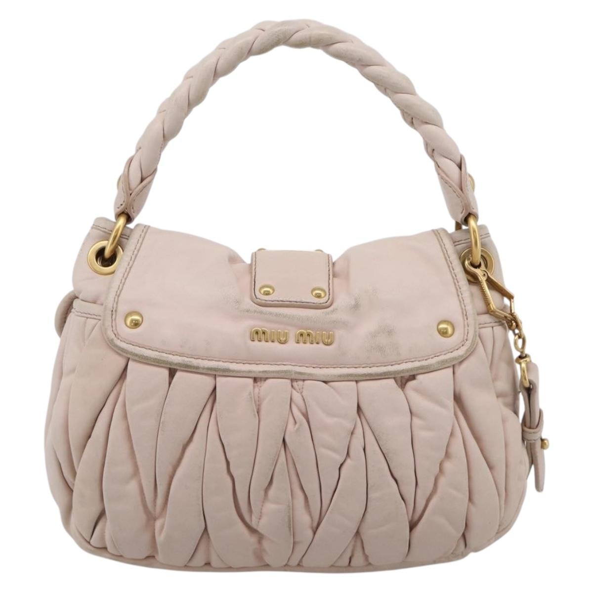 Miu Miu Coffer Hobo Matelasse Leather Pink Leather Handbag (Pre-Owned)