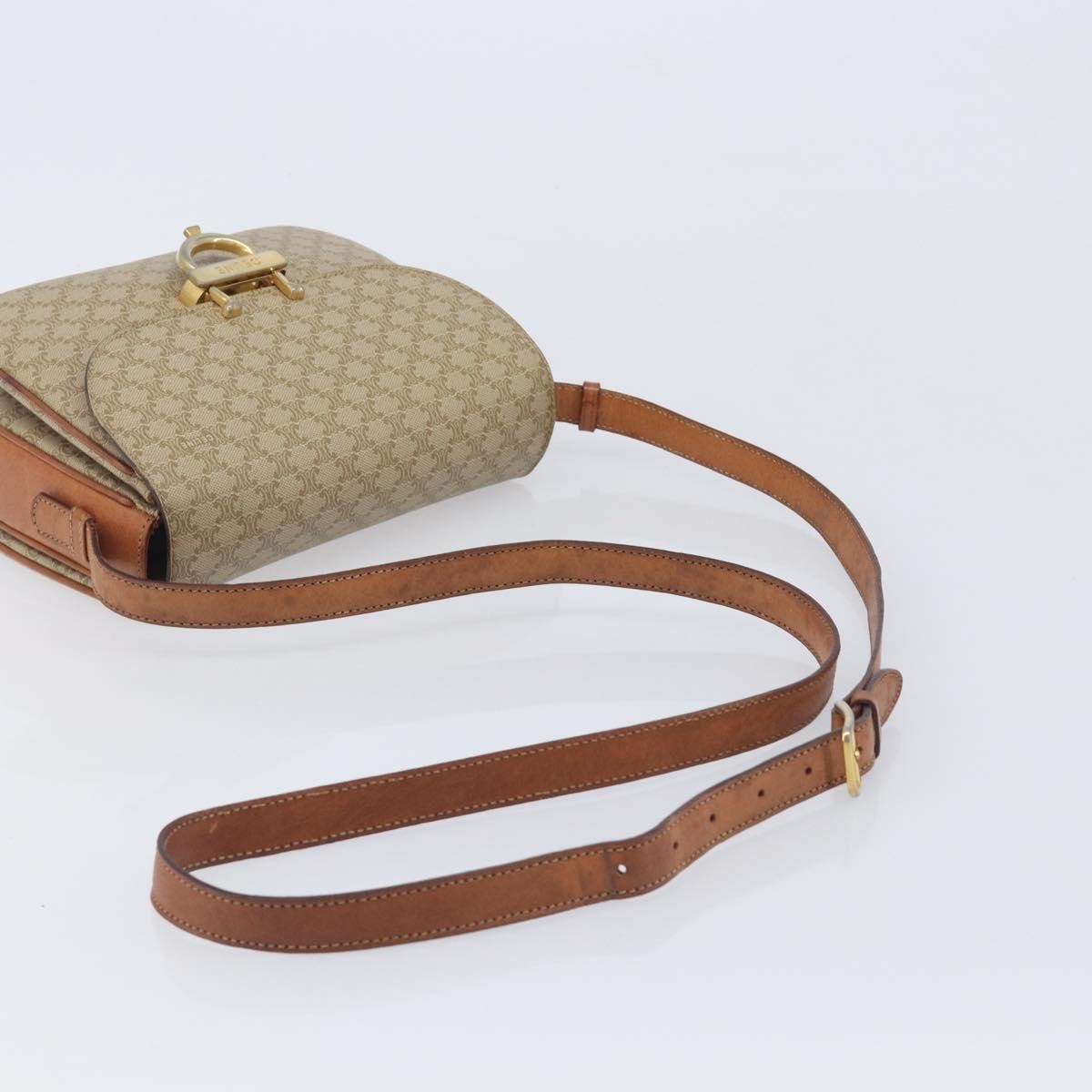 Celine Macadam Shoulder Canvas Beige Canvas Crossbody Bag Bag (Pre-Owned)