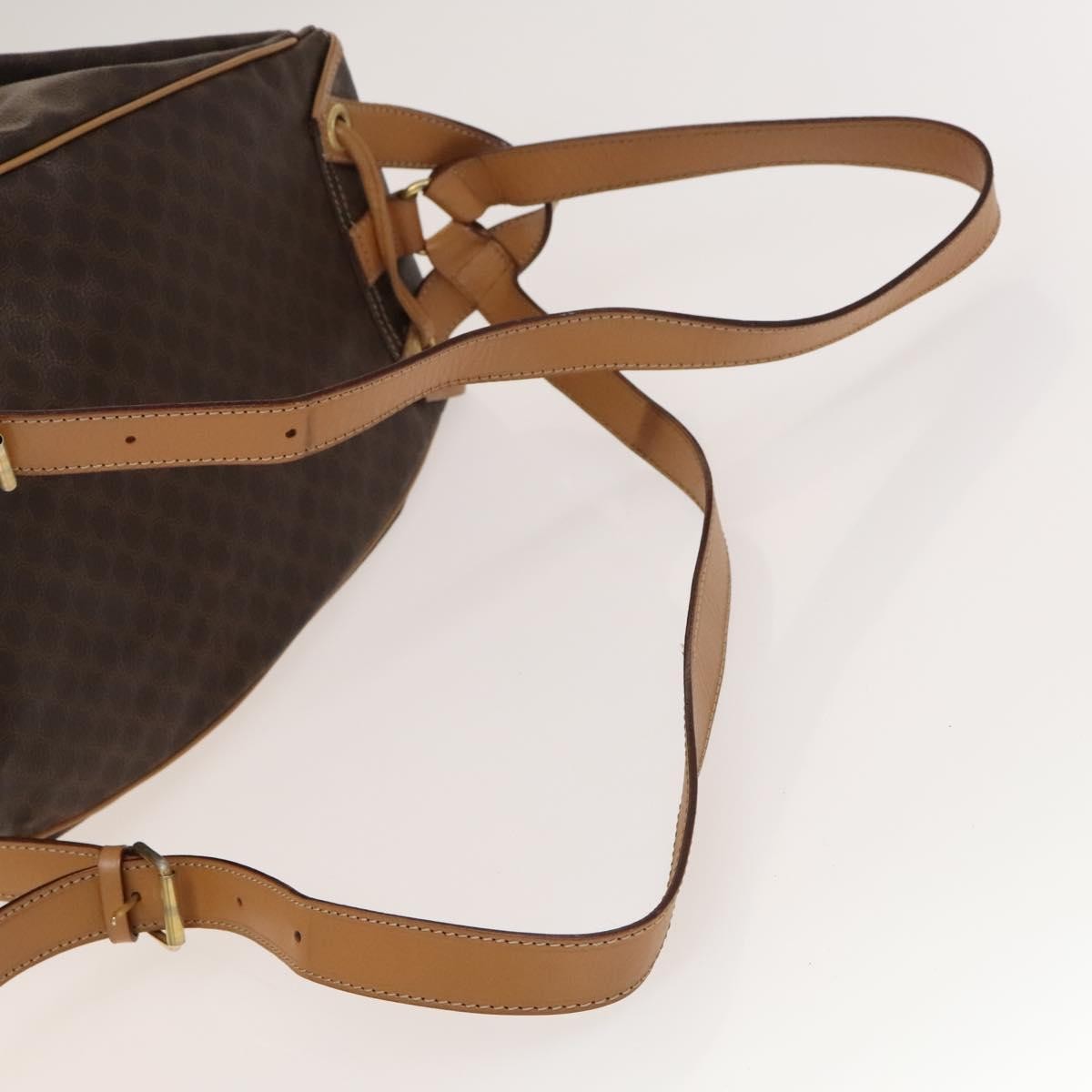 Celine Vintage Drawstring Flap Macadam Coated Canvas Brown Canvas Backpack Bag (Pre-Owned)