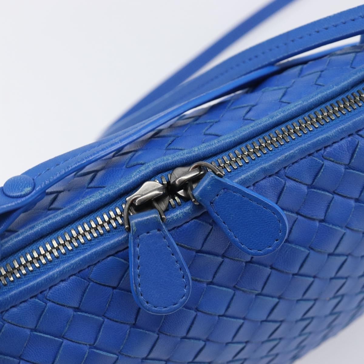 Bottega Veneta Nodini Intrecciato Nappa Blue Leather Shoulder Bag Bag (Pre-Owned)