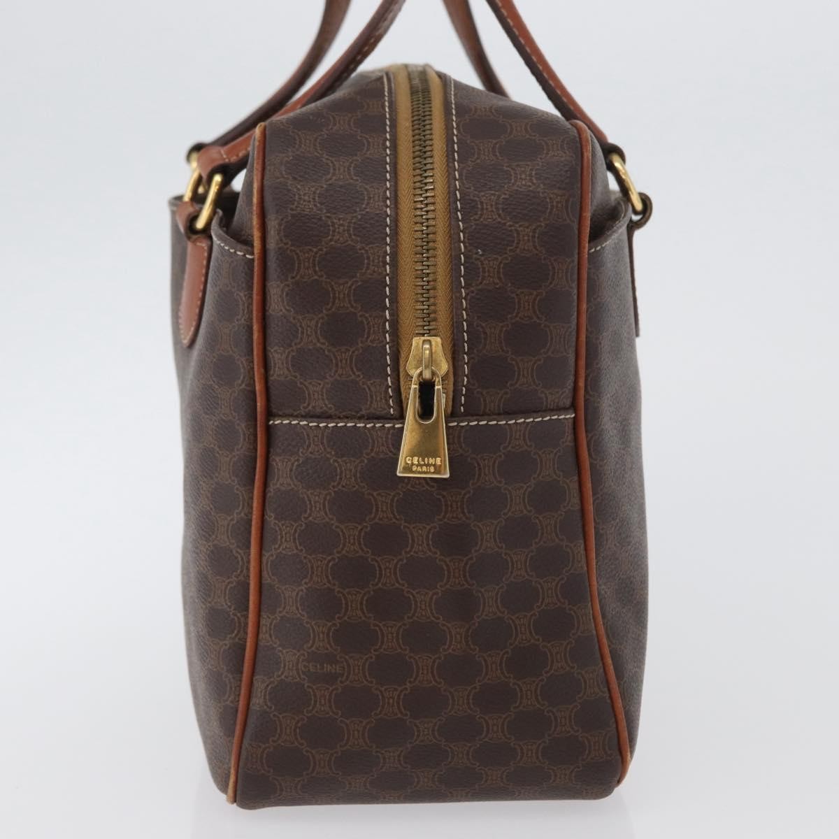 Celine Vintage Macadam Canvas And Leather Brown Canvas Handbag (Pre-Owned)