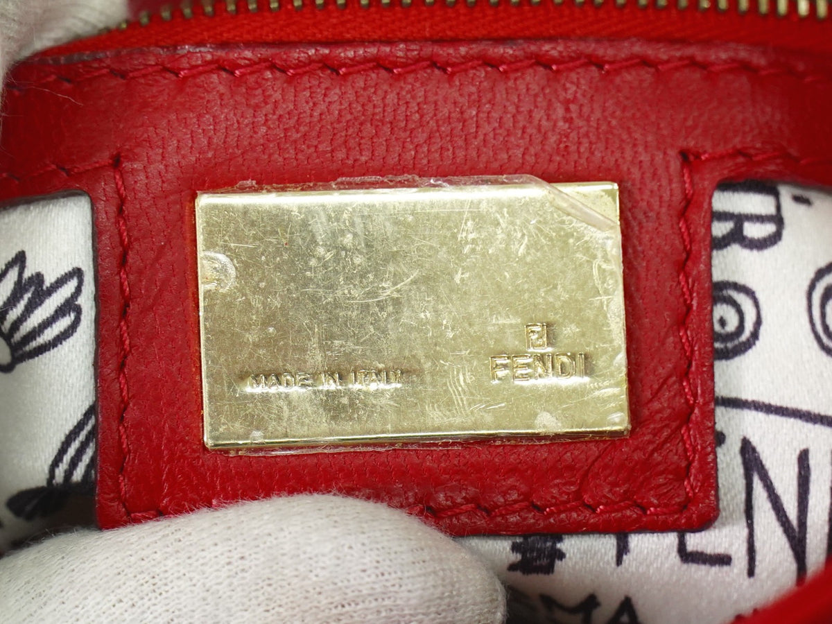 Fendi Mamma Baguette Leather Red Leather Handbag (Pre-Owned)