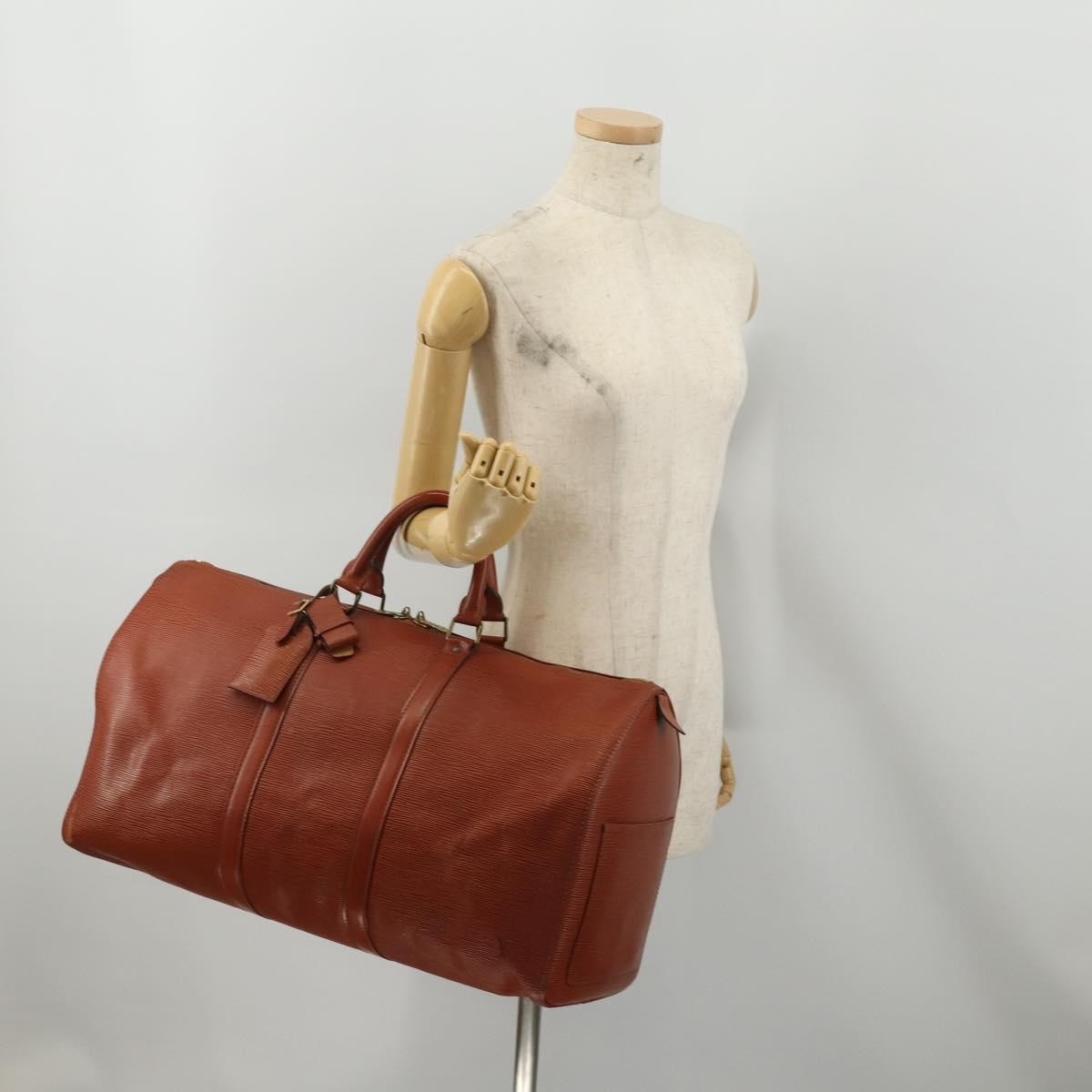 Louis Vuitton Keepall Bag Epi Leather Brown Leather Travel Bag Bag (Pre-Owned)