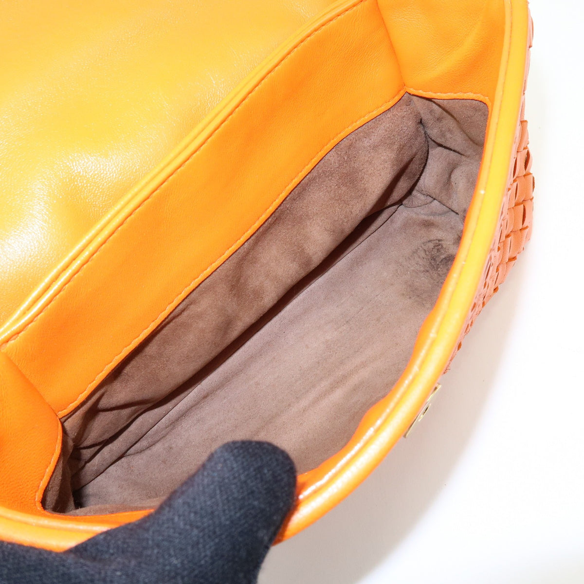 Bottega Veneta Olimpia Intrecciato Nappa Orange Leather Crossbody Bag Bag (Pre-Owned)