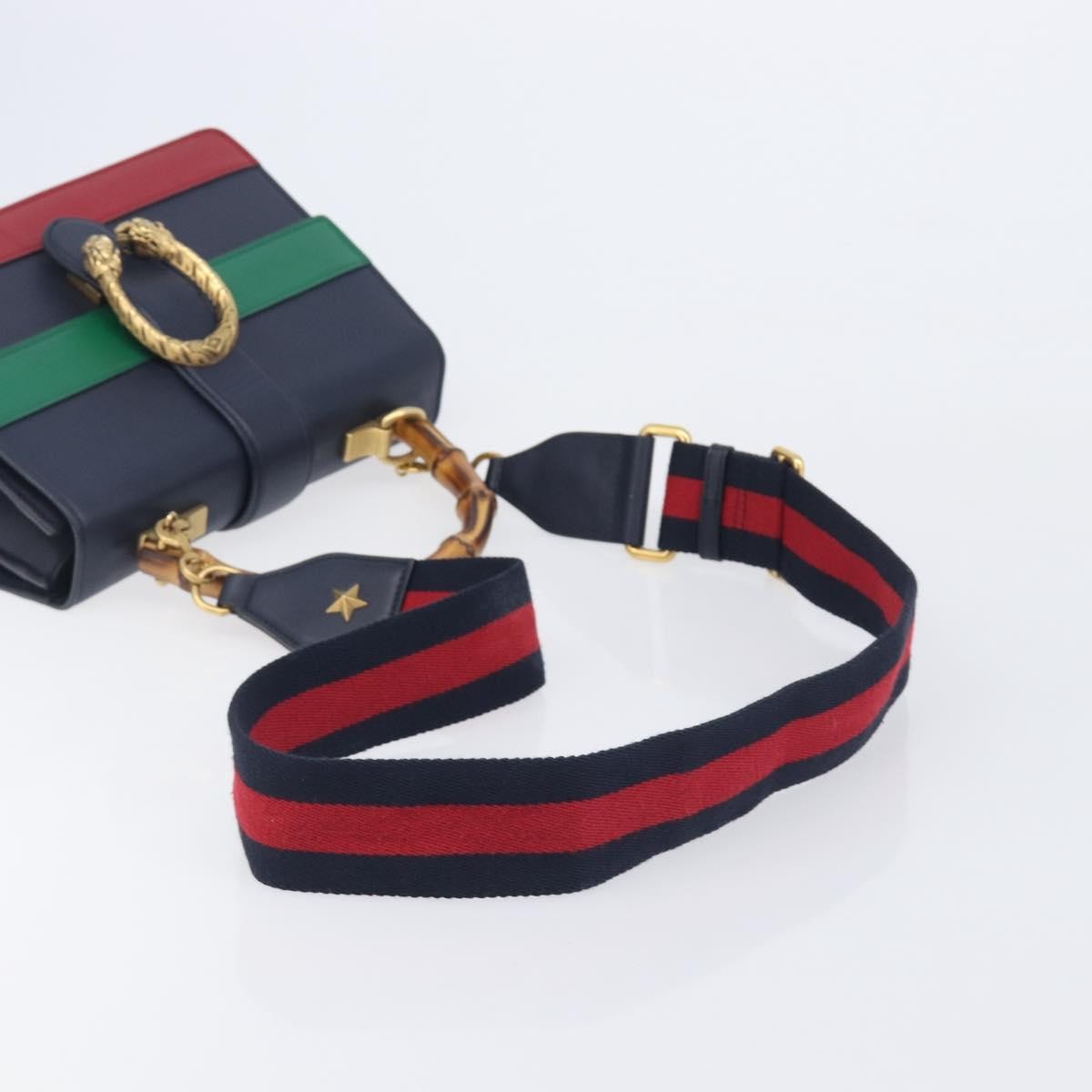 Gucci Dionysus Bamboo Top Handle Leather Navy Leather Handbag (Pre-Owned)