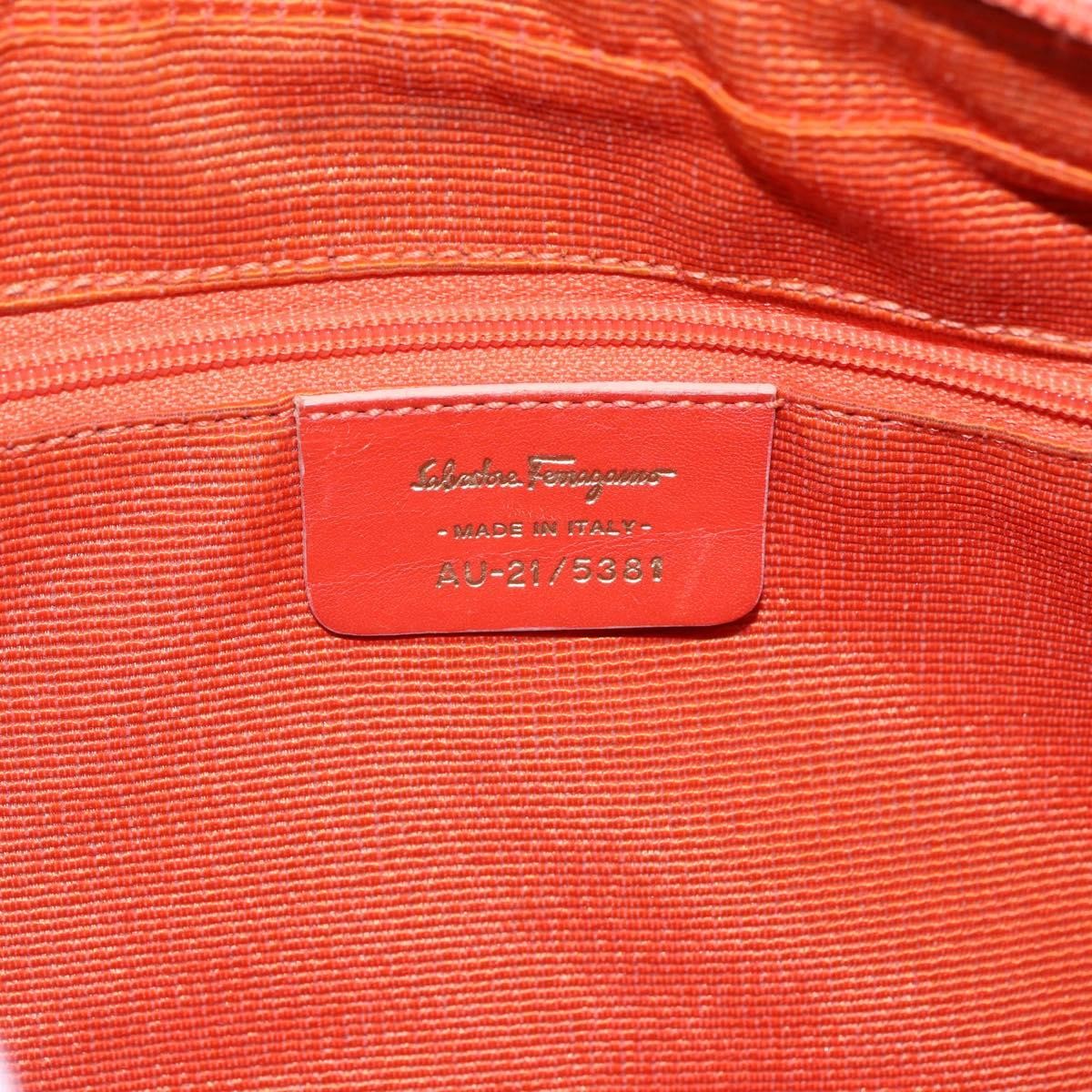 Salvatore Ferragamo Gancini Canvas Orange Canvas Shoulder Bag Bag (Pre-Owned)