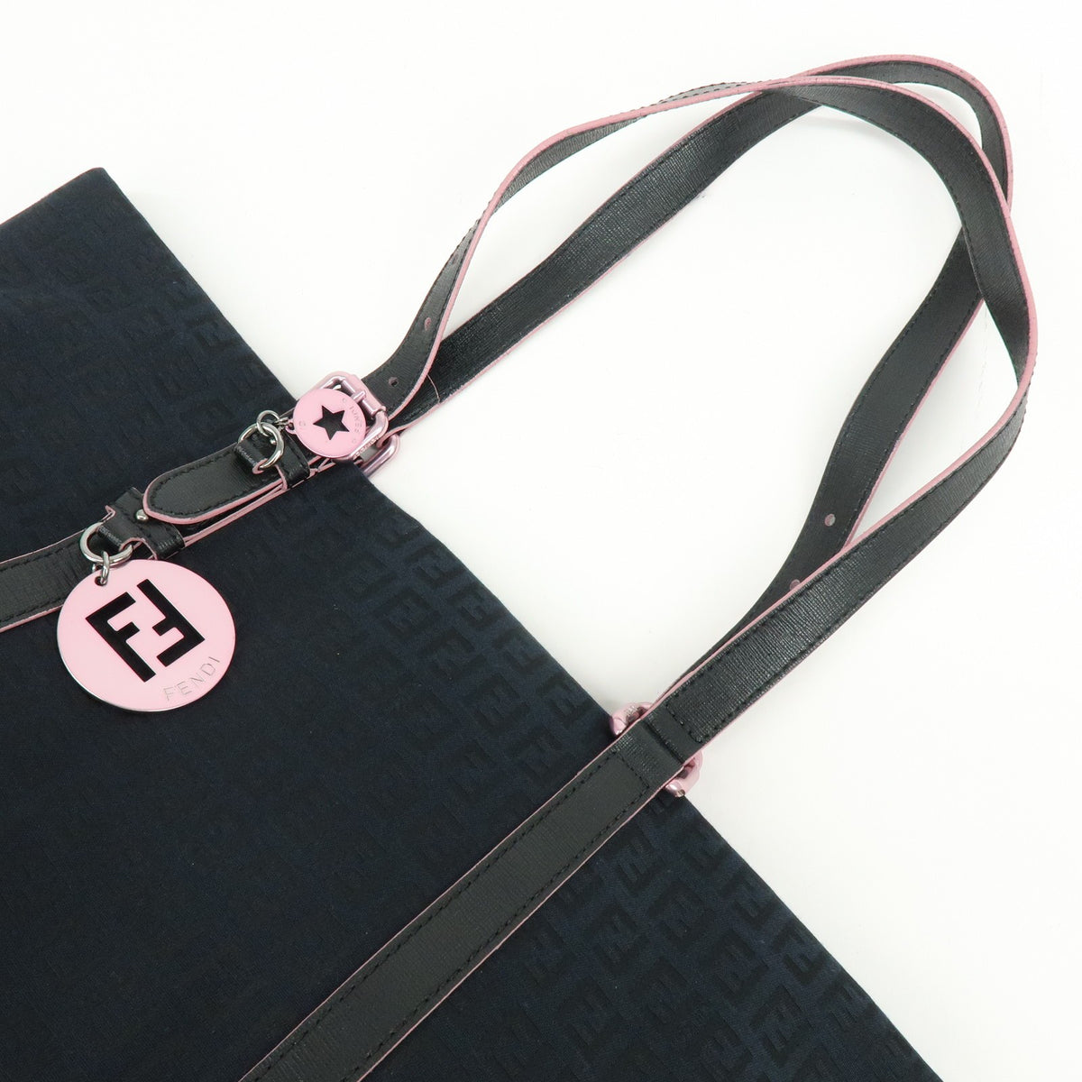 Fendi Superstar Zucchino Canvas Black Canvas Tote Bag Bag (Pre-Owned)
