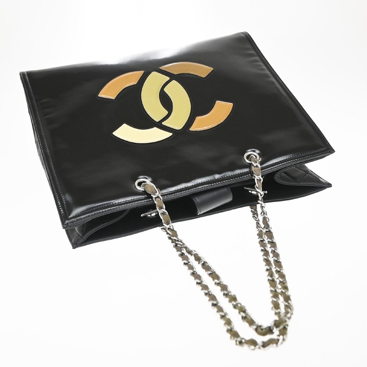Chanel Lipstick Open Patent Vinyl Black Patent_Leather Tote Bag Bag (Pre-Owned)