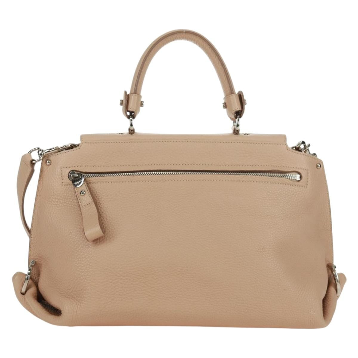 Salvatore Ferragamo Sofia Satchel Grainy Leather Beige Leather Handbag (Pre-Owned)