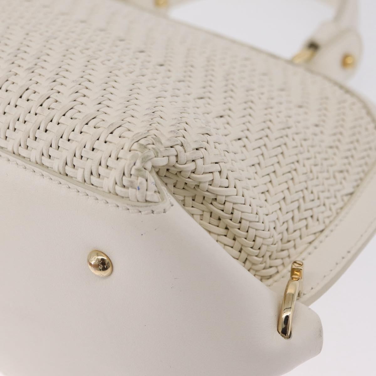 Salvatore Ferragamo Sofia Satchel Woven Leather White Leather Handbag (Pre-Owned)