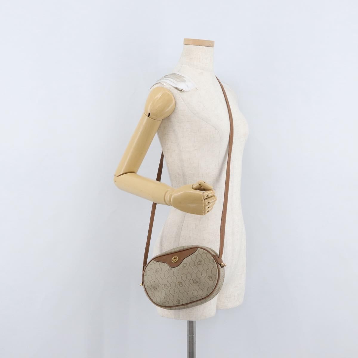 Christian Dior Vintage Honeycomb Canvas And Leather Beige Canvas Shoulder Bag Bag (Pre-Owned)