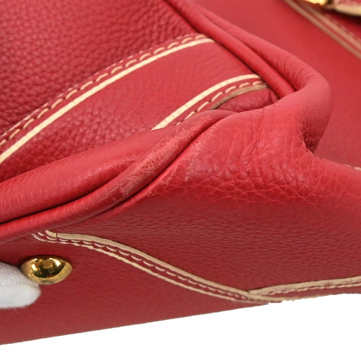 Louis Vuitton Carryall Leather Red Leather Travel Bag Bag (Pre-Owned)